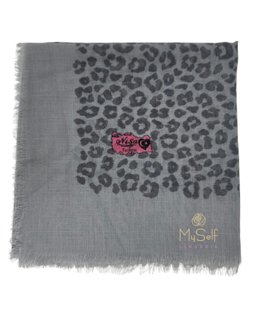 Lizi Headwear Grey Cheetah Square Scarf with Light Non Slip Grip myselflingerie.com
